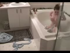Hidden livecam movie scene with my GF masturbating in the bath 